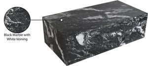 Meridian Furniture Bolzano Genuine Marble Coffee Table with Polished Veined Stone Surface for Modern Living Rooms Black Genuine Marble 251Black-CT