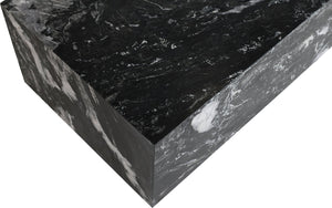 Meridian Furniture Bolzano Genuine Marble Coffee Table with Polished Veined Stone Surface for Modern Living Rooms Black Genuine Marble 251Black-CT