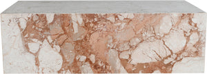 Meridian Furniture Bolzano Genuine Marble Coffee Table with Polished Veined Stone Surface for Modern Living Rooms Cream Genuine Marble 251Breccia-CT
