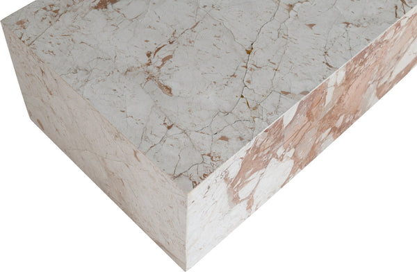 Meridian Furniture Bolzano Genuine Marble Coffee Table with Polished Veined Stone Surface for Modern Living Rooms Cream Genuine Marble 251Breccia-CT