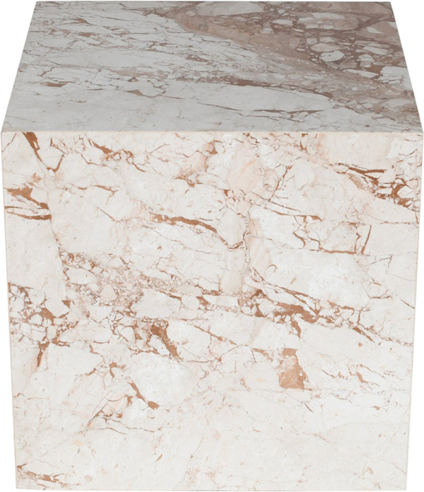 Meridian Furniture Bolzano Genuine Marble Cube End Table Handcrafted Polished Stone Accent for Living Room Cream 251Breccia-ET