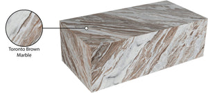 Meridian Furniture Bolzano Genuine Marble Coffee Table with Polished Veined Stone Surface for Modern Living Rooms Brown Genuine Marble 251Brown-CT