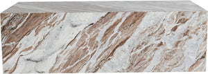 Meridian Furniture Bolzano Genuine Marble Coffee Table with Polished Veined Stone Surface for Modern Living Rooms Brown Genuine Marble 251Brown-CT
