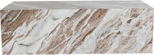 Meridian Furniture Bolzano Genuine Marble Coffee Table with Polished Veined Stone Surface for Modern Living Rooms Brown Genuine Marble 251Brown-CT