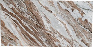 Meridian Furniture Bolzano Genuine Marble Coffee Table with Polished Veined Stone Surface for Modern Living Rooms Brown Genuine Marble 251Brown-CT