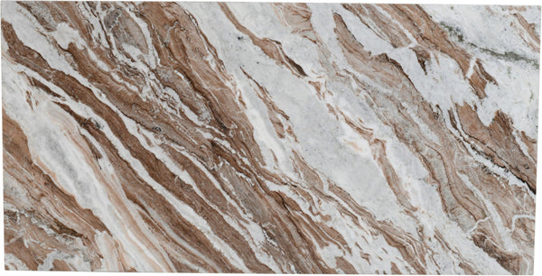 Meridian Furniture Bolzano Genuine Marble Coffee Table with Polished Veined Stone Surface for Modern Living Rooms Brown Genuine Marble 251Brown-CT
