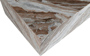 Meridian Furniture Bolzano Genuine Marble Coffee Table with Polished Veined Stone Surface for Modern Living Rooms Brown Genuine Marble 251Brown-CT