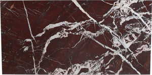Meridian Furniture Bolzano Genuine Marble Coffee Table with Polished Veined Stone Surface for Modern Living Rooms Red Genuine Marble 251Cherry-CT