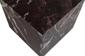 Meridian Furniture Bolzano Genuine Marble Cube End Table Handcrafted Polished Stone Accent for Living Room Red 251Cherry-ET