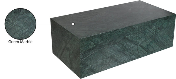 Meridian Furniture Bolzano Genuine Marble Coffee Table with Polished Veined Stone Surface for Modern Living Rooms Green Genuine Marble 251Green-CT