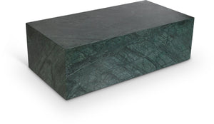 Meridian Furniture Bolzano Genuine Marble Coffee Table with Polished Veined Stone Surface for Modern Living Rooms Green Genuine Marble 251Green-CT