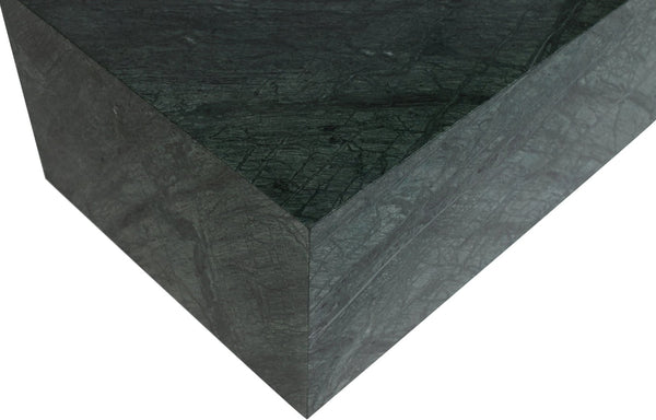 Meridian Furniture Bolzano Genuine Marble Coffee Table with Polished Veined Stone Surface for Modern Living Rooms Green Genuine Marble 251Green-CT