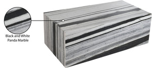 Meridian Furniture Bolzano Genuine Marble Coffee Table with Polished Veined Stone Surface for Modern Living Rooms Black Panda Marble 251Panda-CT