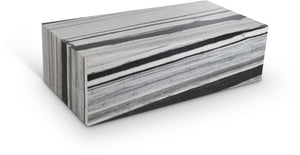 Meridian Furniture Bolzano Genuine Marble Coffee Table with Polished Veined Stone Surface for Modern Living Rooms Black Panda Marble 251Panda-CT