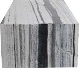 Meridian Furniture Bolzano Genuine Marble Coffee Table with Polished Veined Stone Surface for Modern Living Rooms Black Panda Marble 251Panda-CT