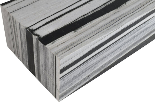 Meridian Furniture Bolzano Genuine Marble Coffee Table with Polished Veined Stone Surface for Modern Living Rooms Black Panda Marble 251Panda-CT