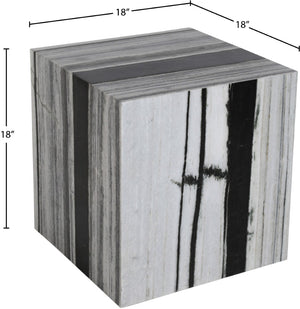 Meridian Furniture Bolzano Genuine Marble Cube End Table Handcrafted Polished Stone Accent for Living Room Black 251Panda-ET