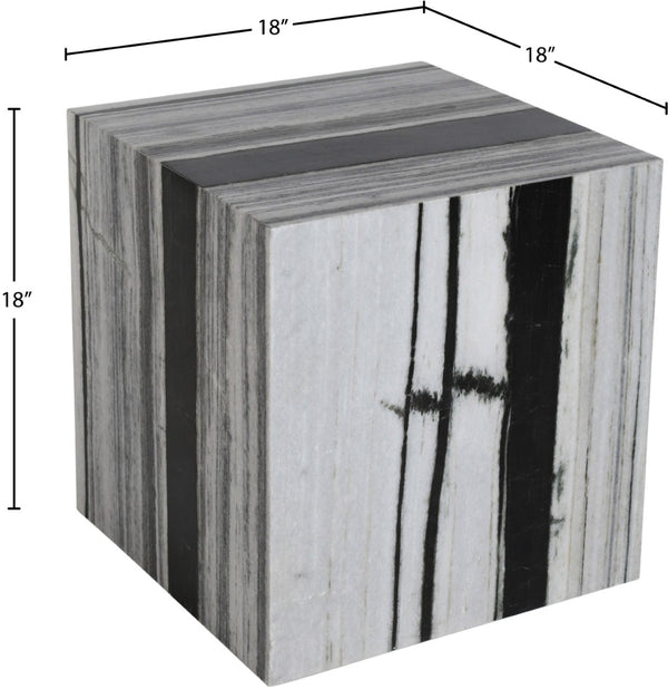 Meridian Furniture Bolzano Genuine Marble Cube End Table Handcrafted Polished Stone Accent for Living Room Black 251Panda-ET