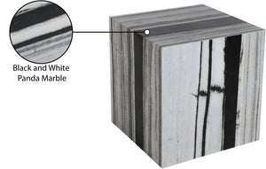 Meridian Furniture Bolzano Genuine Marble Cube End Table Handcrafted Polished Stone Accent for Living Room Black 251Panda-ET