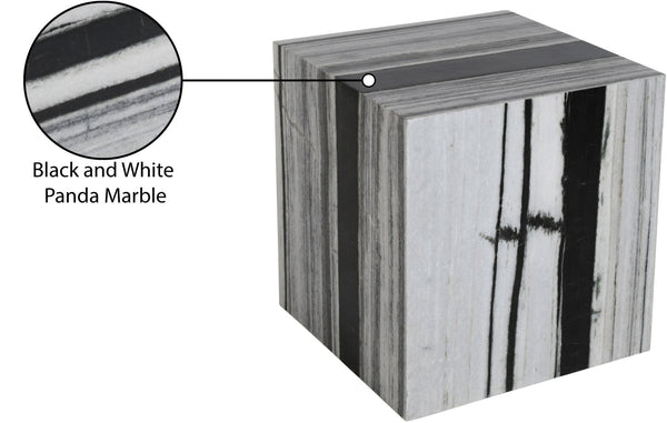 Meridian Furniture Bolzano Genuine Marble Cube End Table Handcrafted Polished Stone Accent for Living Room Black 251Panda-ET