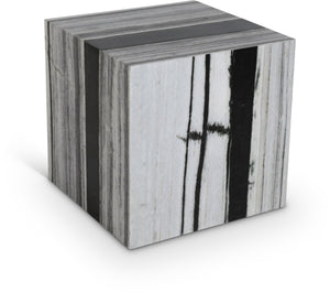 Meridian Furniture Bolzano Genuine Marble Cube End Table Handcrafted Polished Stone Accent for Living Room Black 251Panda-ET
