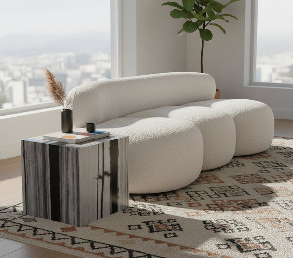 Meridian Furniture Bolzano Genuine Marble Cube End Table Handcrafted Polished Stone Accent for Living Room Black 251Panda-ET