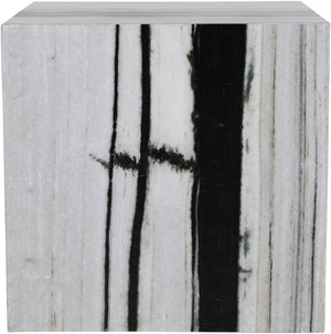 Meridian Furniture Bolzano Genuine Marble Cube End Table Handcrafted Polished Stone Accent for Living Room Black 251Panda-ET