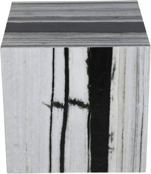 Meridian Furniture Bolzano Genuine Marble Cube End Table Handcrafted Polished Stone Accent for Living Room Black 251Panda-ET