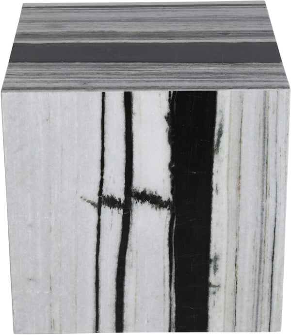 Meridian Furniture Bolzano Genuine Marble Cube End Table Handcrafted Polished Stone Accent for Living Room Black 251Panda-ET