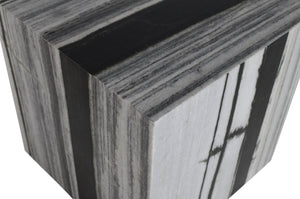 Meridian Furniture Bolzano Genuine Marble Cube End Table Handcrafted Polished Stone Accent for Living Room Black 251Panda-ET