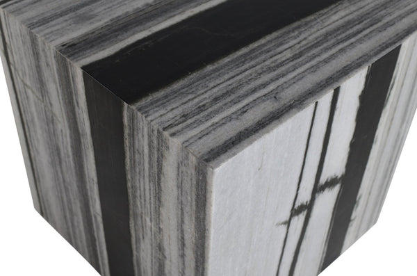 Meridian Furniture Bolzano Genuine Marble Cube End Table Handcrafted Polished Stone Accent for Living Room Black 251Panda-ET