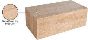 Meridian Furniture Bolzano Genuine Marble Coffee Table with Polished Veined Stone Surface for Modern Living Rooms Natural Travertine 251Travertine-CT
