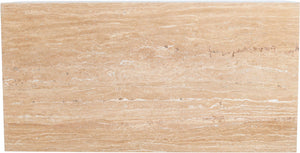 Meridian Furniture Bolzano Genuine Marble Coffee Table with Polished Veined Stone Surface for Modern Living Rooms Natural Travertine 251Travertine-CT