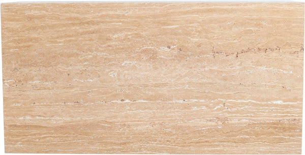 Meridian Furniture Bolzano Genuine Marble Coffee Table with Polished Veined Stone Surface for Modern Living Rooms Natural Travertine 251Travertine-CT