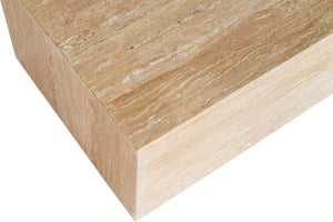Meridian Furniture Bolzano Genuine Marble Coffee Table with Polished Veined Stone Surface for Modern Living Rooms Natural Travertine 251Travertine-CT