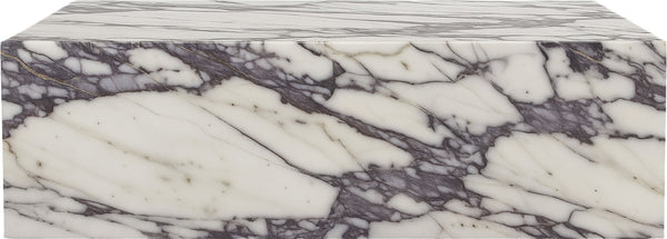 Meridian Furniture Bolzano Genuine Marble Coffee Table with Polished Veined Stone Surface for Modern Living Rooms White Viola Marble 251Viola-CT