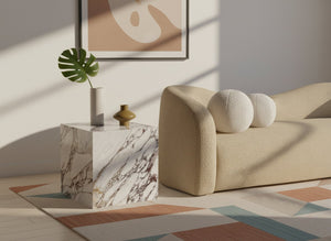 Meridian Furniture Bolzano Genuine Marble Cube End Table Handcrafted Polished Stone Accent for Living Room White 251Viola-ET