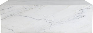 Meridian Furniture Bolzano Genuine Marble Coffee Table with Polished Veined Stone Surface for Modern Living Rooms White Genuine Marble 251White-CT