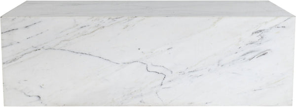 Meridian Furniture Bolzano Genuine Marble Coffee Table with Polished Veined Stone Surface for Modern Living Rooms White Genuine Marble 251White-CT