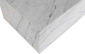Meridian Furniture Bolzano Genuine Marble Coffee Table with Polished Veined Stone Surface for Modern Living Rooms White Genuine Marble 251White-CT