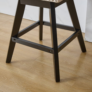 English Elm Swivel Velvet Barstool with Tufted Back, 360° Swivel, Plush Foam & Steel Spring Seat, Sturdy Wood Frame (Set of 2) Beige W1143P241329