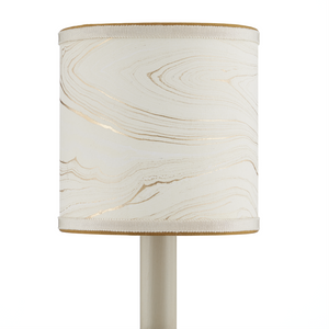 Marble Artisanal Drum Chandelier Shade - Handmade Contemporary Design with Grosgrain Ribbon Accents