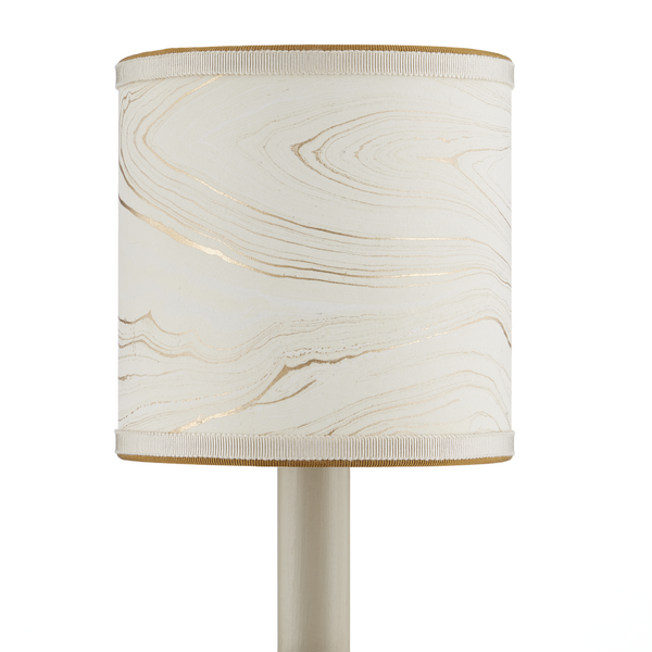 Marble Artisanal Drum Chandelier Shade - Handmade Contemporary Design with Grosgrain Ribbon Accents