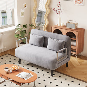 English Elm 39″ Convertible Chair Bed with Adjustable Backrest & Pillow, Steel-Frame Sleeper Chair for Small Spaces Comfortable Multifunctional Lounge Sofa LIGHT GREY W1767P192812