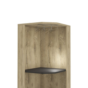 English Elm Grace Corner Bar Cabinet with Wine Rack Stemware Hanging and Concealed Shelving Storage B128S00212