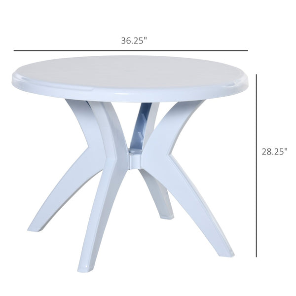 English Elm Outsunny Round Plastic Outdoor Bistro Table with Umbrella Hole for Patio Garden W2225P174360