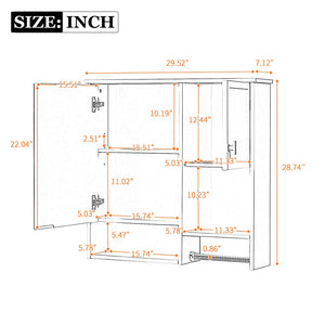 English Elm 29'' Wall Mounted Bathroom Cabinet with Mirror Towel Bar and Adjustable Shelving N710P209440E