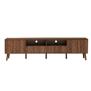 English Elm 78 Inch Walnut Entertainment Center Fluted Doors Solid Wood Legs for Living Room N710P372591P