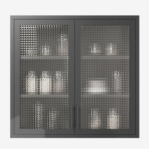 English Elm Retro Wall-Mounted Cabinet With Hazy Glass Doors & Adjustable Shelves For Stylish Home Storage Solutions W2378P176276-GIGA