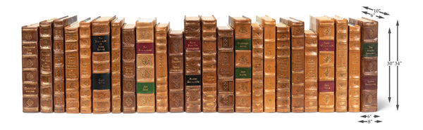 Sarreid Faux Tan Leather Books Set Of 24 - Elegant Sewn Shut Decor For Home, Office, Or Library Styling Brown  25212